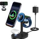 2026 3 in 1 Wireless Charging Station for Apple MagSafe Charger, 15W Fast Magnetic Mag-Safe Charger Stand for iPhone 17 16 15 14 13 12 17e Apple Watch AirPods Series, Gifts for Men