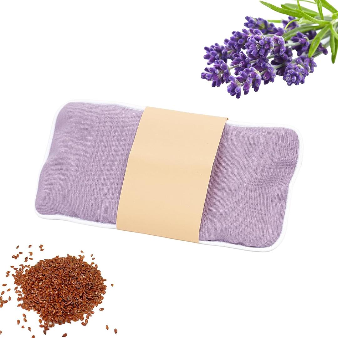 Organic Linen Eye Pillow with Lavender & Flaxseed - Relaxation for Yoga, Meditation & Stress - Microwavable Warm/Cool Compress - Mindful Gift