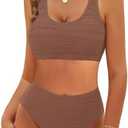 VIMPUNEC High Waisted Bikini Sets for Women Two Piece Tummy Control Swimsuits Sporty High Cut Bathing Suit Medium