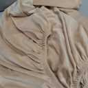 DUJUIKE Bed Slipcover, Stretch Cover, Dustproof Protector for Linen Fabric Tufted Upholstered Headboard (Camel, Full Headboard Length (47"-55"))