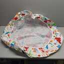 misaya Round Fitted Tablecloth with Elastic Edge, 100% Waterproof Oil Proof Plastic Table Cover, Vinyl Flannel Backed Tablecloth Fits 36"-44" Round Tables for Dinner, Outdoor, Picnic, Flowers (Off White)