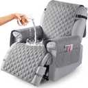 TAOCOCO 100% Waterproof Recliner Covers, Recliner Sofa Covers with Leg Straps, Reversible Recliner Couch Cover for Reclining Chair, Washable Couch Protector for Pets Kids(1 Seater 22", Light Gray)