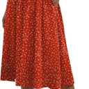 MLXSJ Women's Midi Skirt Summer Pleated Flowy Elastic High Waisted Skirts with Pockets (Red, M)