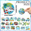 Yuxung 48 Pcs Travel Themed Iron on Patches World Trip Ticket Iron on Sew on Patch, Small Embroidered Applique Repair Patch DIY Craft Accessories for Clothes Jacket Jeans Dress