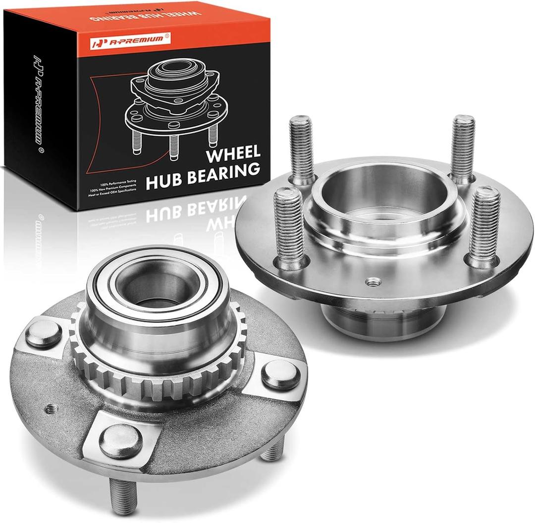 A-Premium 2 x Rear Wheel Bearing and Hub Assembly with ABS Ring & 4-Lug Compatible with Hyundai Accent 1997 1998 1999