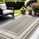 RURALITY Outdoor Rugs 5x8 for Patios Clearance, Waterproof Mats for Porch, Deck, Plastic Straw Area Rugs for Backyard, Balcony, Reversible, Geometric