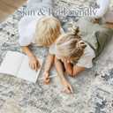 Soalmost 6x9 Abstract Area Rugs for Living Room 6 x 9 Washable Non Slip Low Pile Gray Rugs for Bedroom Dining Room Foldable Thin Blue Yellow