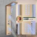 Shower Panel Contemporary Shower Tower with LED Shower Head System Full Body Shower Jets Wall Mounted Shower Panels Stainless Steel Shower Faucet Set Brushed Gold