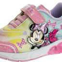 Disney Girls Minnie Mouse Light Up Laceless Running Shoes (Size 8 Toddler ) (Pink Multi)
