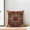 BETGINY Boho Pillow Covers 18 x 18 Inch Pack of 2, Burgundy Red Bohemian Rug Carpet Pattern Decorative Throw Pillow Cases Outdoor Linen Farmhouse Cushion Cover for Bedroom Home Sofa Decor