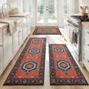 Kitchen Rugs Set of 3, Washable Non-Slip Kitchen Mats for Floor with Rubber Backing, 1'8" x 4'11"