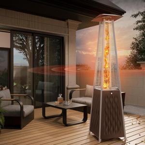 EAST OAK Pyramid Patio Heater, 48,000 BTU Outdoor Patio Heater, Quartz Glass Tube Propane Heater for Commercial & Residential, Triple Protection System, with Wheels, 2024 Upgrade, Bronze