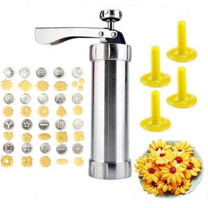 YOOUSOO Cookie Maker Cookie Press Gun, Kit Stainless Steel Biscuit Press Maker (with 20 Disc and 4 Nozzles) Homemade Baking Tool Biscuit Cake Dessert DIY Maker and Decoration