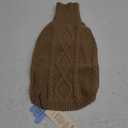 Queenmore Small Dog Pullover Sweater, Cold Weather Cable Knitwear, Classic Turtleneck Thick Warm Clothes for Chihuahua, Bulldog, Dachshund, Pug (Light Brown, Medium)