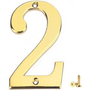 1Pcs 3Inch Metal House Numbers with M2 Screws Solid Zinc Alloy Mailbox Numbers for Outside, 3D Address Numbers for House, Apartment, Office, Hotel Room, Mailbox Signs (Golden, No.2)