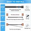 6 Pack Small Tension Rod 18 to 28 Inch Black Tension Curtain Rod Adjustable Spring Curtain Rods No Drilling Expandable Pressure Short Curtain Rods for Windows, Closets, Doorway, Kitchen