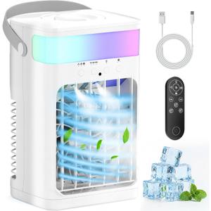 Portable Air Conditioners,Air Conditioner,Ac Unit with 1600ML Water Tank,2 Spray Ports,3 Wind Speeds,3 Timers,10 kinds of Colorful Lights,Portable Ac Units for Room Camping Car Office