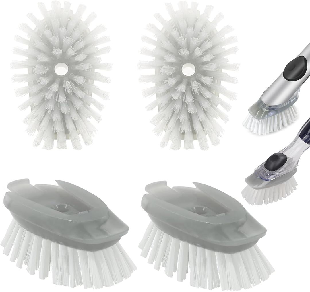 4 Pack Dish Brush Refills, Dish Brush Replacement Head for OXO Steel Soap Dispensing Dish Brush