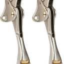 Kickdown Door Stopper 4 Inches - 2 Packs One Touch Adjustable Height Door Stop for The Bottom of Door Aluminum Alloy Metal Door Stopper with Rubber Tip & Wall Protectors for Wide Doors Satin Nickel