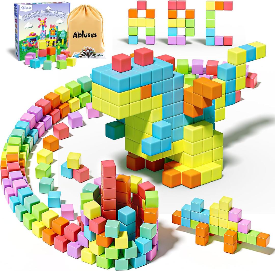 Apluses Magnetic Blocks for Toddlers Toys, Magnetic Building Cubes Toy for Sensory STEM Autism Education Preschool, Magnet Toys for 3 4 5 6 Year Old, Birthday Gifts Games for Boys Girls