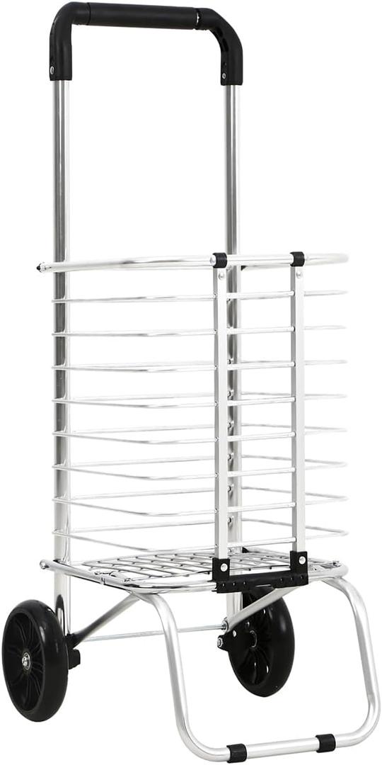 Panana Foldable Shopping Trolley Cart Grocery 2 Wheels Steel Grocery Cart Hard Wearing Foldaway for Easy Storage 35Ltr (Steel, 2wheels-HKST10WH)