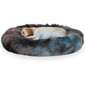 Jungolica Pet Calming Dog Bed X-Large 41" - Ultra Soft Donut Shape Pet Bed for Medium and Large Dogs, Fluffy Plush Anti-Anxiety Bed with Removable Washable Cover, Cozy Self Warming, Anti-Slip Bottom