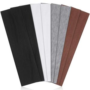 8 Pack Headbands for Women Non Slip - Stylish Sports Hair Bands for Women's Hair - Soft Cotton Cloth Stretchy Headbands for Women for Yoga, Outdoor Exercise Running (Black, White, Gray, Brown)