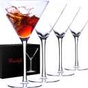 Handblown Crystal Martini Glasses Set of 4-9.5 oz Coupe Glass Set with Stem - Elegant Cocktail Glasses for Bar, Margarita, Cosmopolitan, Manhattan, Gimlet - Unique Gift for Mothers Day