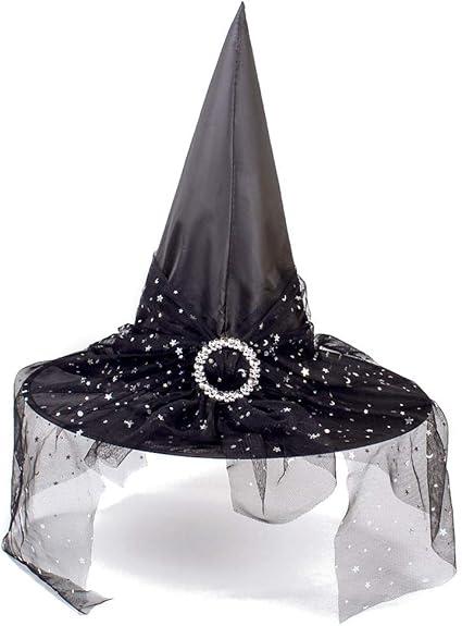 Lace Witch Hats for Women - Halloween Cosplay Costume Accessories Foldable Hanging Witch Wizard Hats for Decorations