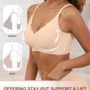 Womens Wireless Bras Push Up Bralette Supportive Everyday Bras Seamless Full Coverage Comfort T-Shirt Bra (Beige, XL)