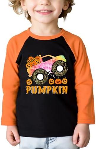 Pumpkin Shirt Toddler Halloween Shirt for Kids Boys Girls Halloween T-Shirts Ghost Clothes Long Sleeve Cotton Tee, Size 140/68