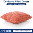OTOSTAR Corduroy Decorative Throw Pillow Covers 24x24 Inch Super Soft Boho Striped Square Pillow Covers Case Modern Cushion Covers for Sofa Couch Bedroom Car Decor Coral