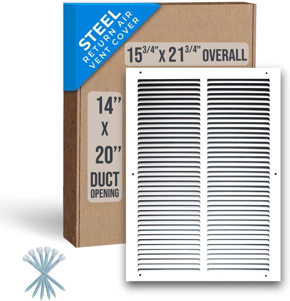 Fits 14x20 Duct Opening | Steel Return Air Grille by Handua | Vent Cover Grill for Sidewall and Ceiling | White | HVAC Cold Air Intake Grille | Outer Dimensions: 15.75"W X 21.75"