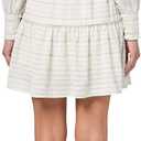 BCBG Women's Long Sleeve Collared A-Line Mini Dress with Tie Belt (White, M)