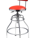 HYDRAULIC HEIGHT ADJUSTABLE SHOP STOOL WITH BACK (29" - 34" - RED/BLACK)