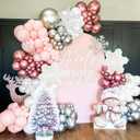 148PCS Pink Winter Balloon Arch Garland Kit with White Silver Red Snowflake Star Balloons for Winter Wonderland Girl Baby Shower, Baby Its Cold Outside Party, Christmas Decorations