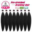 Pre Stretched Professional Braiding Hair Easy Braiding Hair 24 Inch 8 Packs Hot Water Setting Soft Synthetic Braiding Hair Extension for Twist Senegalese Crochet Hair, Natural Black