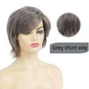 Kaneles Gray Short Wigs with Bangs Natural Fluffy Synthetic Hair Wigs for Women Grey Hair Replacement Wigs for Daily Use