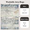 Art&Tuft 9x12 Area Rug, Anti-Slip Backing Abstract Washable Area Rugs 9x12 Living Room, Stain Resistant Rugs for Living Room, Foldable Machine Washable Rug (9'x12', Blue)