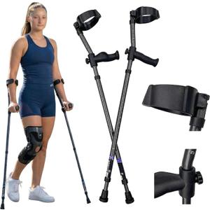 in-Motion Forearm Crutches | Spring Assist Crutches for Adults | Walking Crutch with Ergonomic Handles | Articulating Tips | Size Tall (5'3" - 6'8") | Lightweight & Durable | Charcoal | 350lb Capacity