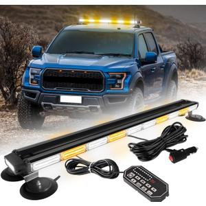 42inch 206 LED Rooftop Emergency Strobe Light Bar Flashing Safety Lights w/Controller Traffic Advisor Warning Hazard Light for Trucks Vehicles Construction Tow Pickup Snowplow Amber White