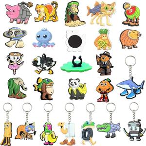 2 x Italian Brainrot 24PCS Mini Figure Collection, Novelty Desk Decor Set with Pencil Toppers, Keychains and Fridge Magnets, Funny Meme Style Display Accessories