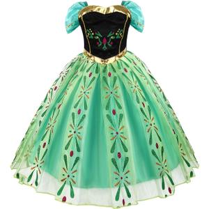 Acecharming Girls Anna Princess Dress, Cosplay Dress Up for Girls Anna Costume Dress Halloween Fancy Birthday Party Dress (3-4 Years, Green)
