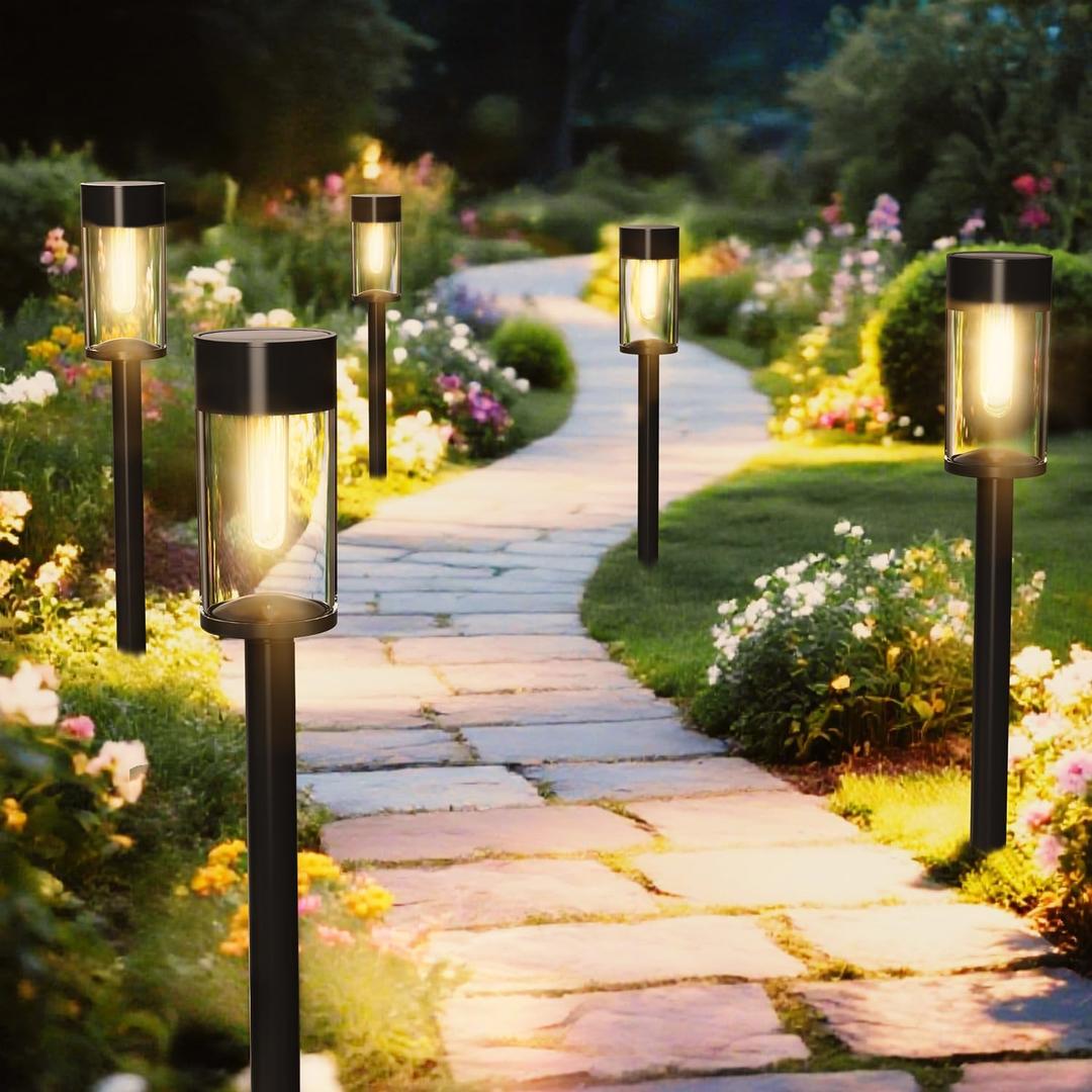 8 Pack Solar Pathway Lights Outdoor Waterproof, High Brightness LED Solar Garden Lights for Patio, Yard, Lawn, Landscape, Driveway, Walkway, Auto On/Off, 3000K (Warm White)