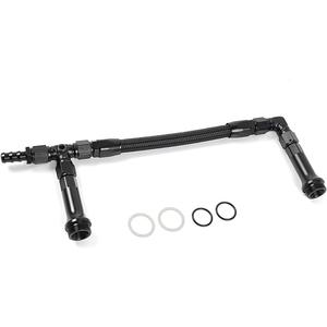 6AN Dual Feed Fuel Line Kit, Aluminum Alloy Fuel Line Stainless Steel Braided Dual Inlet Fuel Line Kit For Holley 4150 Carburetor,Black