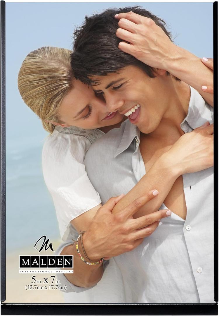 Malden International Designs Modern Life Millenium Metals Matte Black Metal Picture Frame, 5x7, Black
