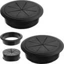 5 Pcs Desk Grommet 3.5" (90 mm) Detachable Flexible Desk Hole Cover for Cables Black ABS Plastic Grommet Hole Cover Cable Management for Office Home Table Through Countertop Wires Cables