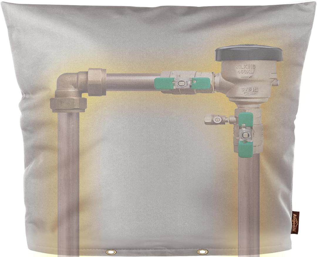 Upgraded Backflow Preventer - Aluminum Foil (5F) - 30" W x 24" H Industrial 600D Winter Sprinkler Valve Cover for Outside, Anti-UV Winter-Freeze Water Well Pump Cover, Gray