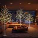 Set of 3 Fairy Lighted Tree 4FT 6FT and 8FT LED Lighted Birch Tree for Decoration Inside and Outside Home Patio Wedding Festival Christmas Decor Warm White