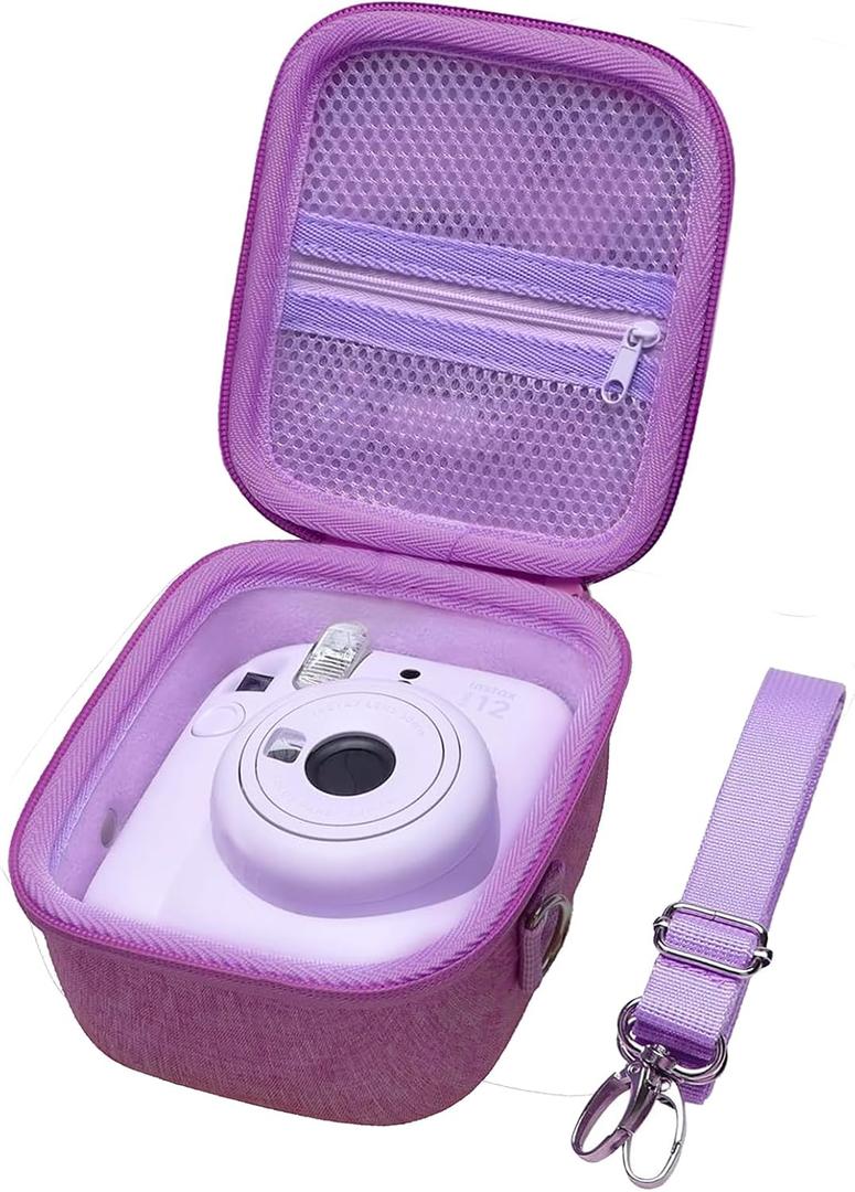 XANAD Hard Case Compatible with Fujifilm Instax Mini 13/12 / 11/10 / 9/8 / 7/7+ / EVO Instant Camera with Shoulder Strap, Purple